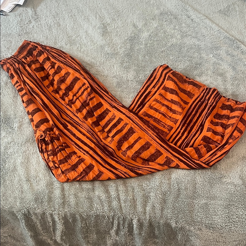 Sultry Touch Orange & Brown Printed Wide-Leg Pants